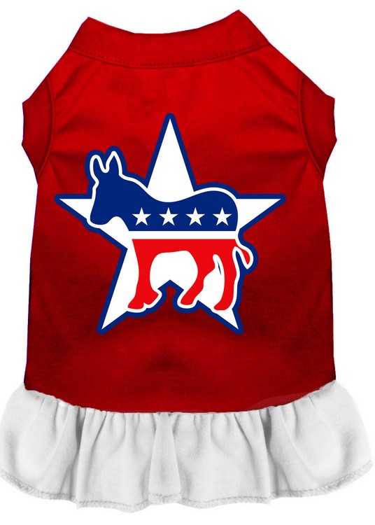 Democrat Screen Print Dress Red with White Med